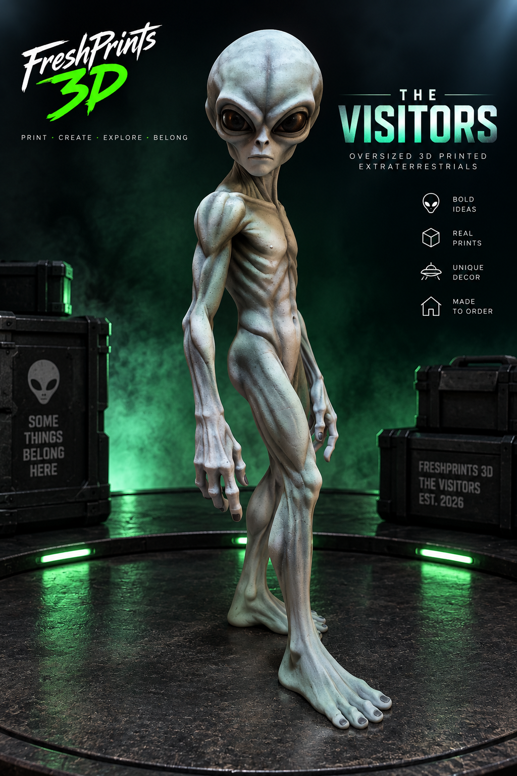 3-Foot Grey Alien – Hand-Painted Display Figure | Free Shipping